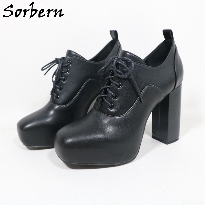 Pump Heel Block - Sorbern Unisex Stil Pompa Ayakkabı Kadın
