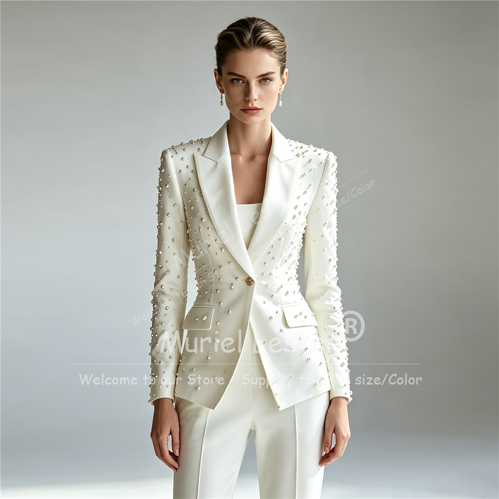 Blazer Set Women Formal - Zarif İnci İşlemeli Kadın Takımları 2