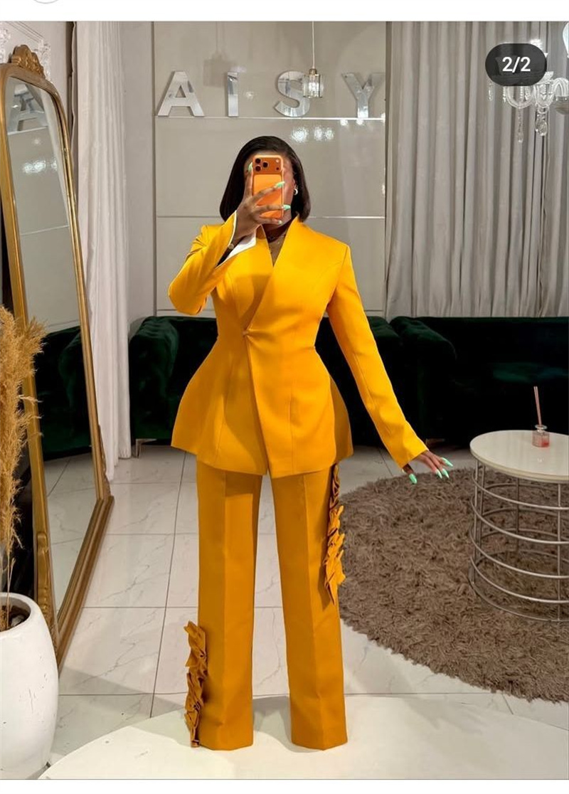 Yellow Formal Wear Women - Sarı Kadın Takım Elbise Pantolon Seti