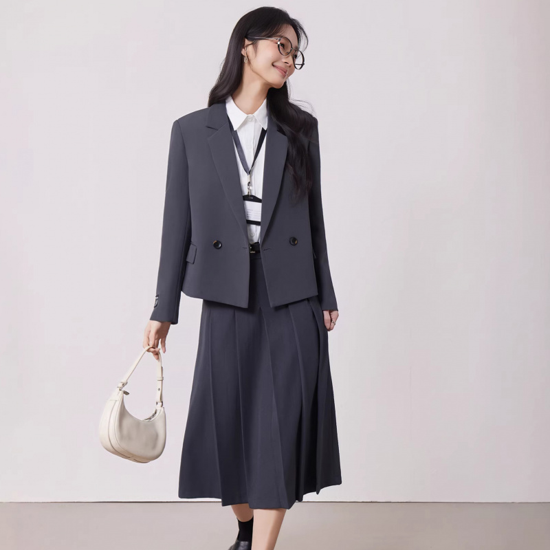 Women'S Formal Wear Petite - Bahar ve sonbahar için gri kadın