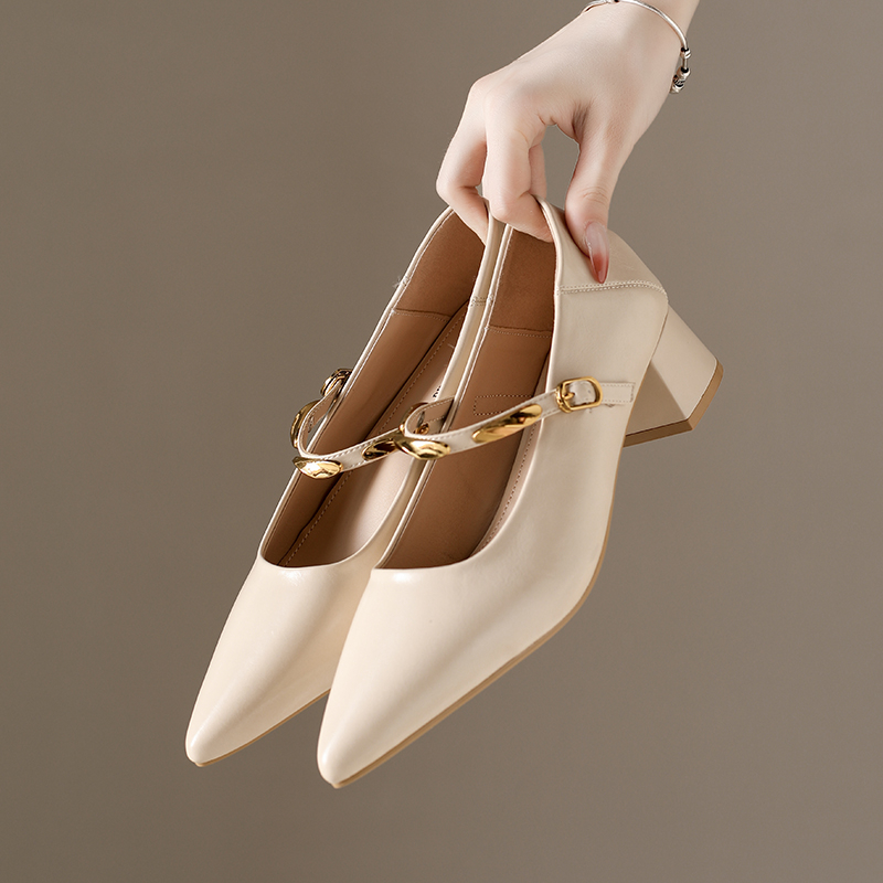 Pump Heel Block - Yeni Stil Moda Kadın Sivri Burun