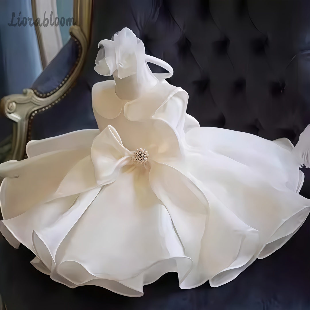 Women'S Formal Wear Wedding - Beyaz İnci Süslemeli Elbise Düğün Çiçek