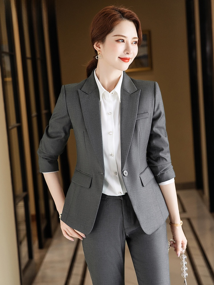 Women Formal Wear For Interview - Kadınlar için gri takım elbise seti