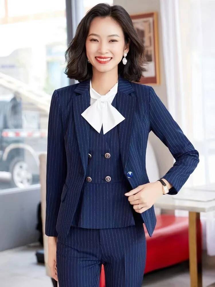 Women Formal Wear For Interview - Şeritli Resmi İş Elbiseleri Kadın Profesyonel