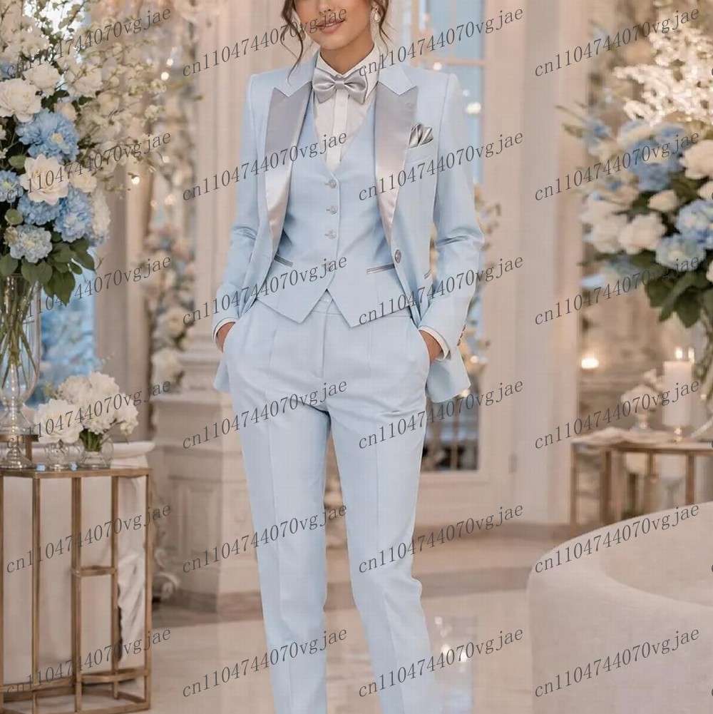 Blazer Set Women Formal - Açık Mavi Resmi İş Kadın Takım