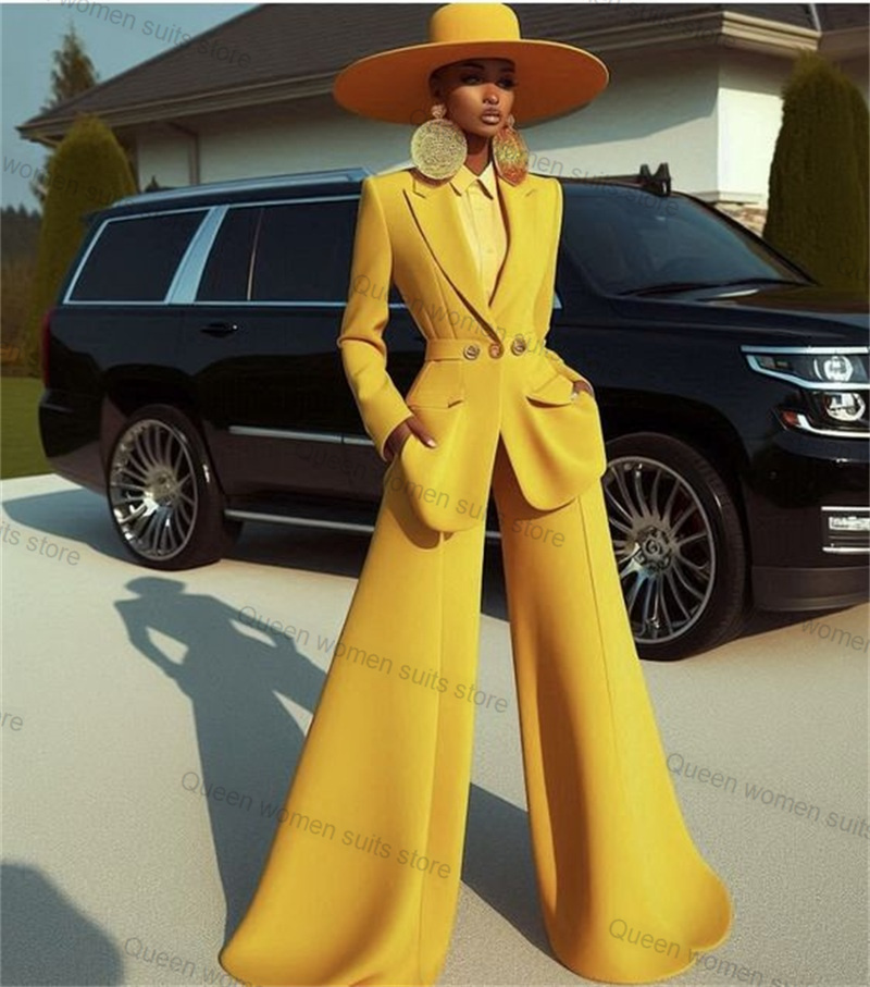 Yellow Formal Wear Women - Sarı Pamuk Kadın Takım Elbise Seti