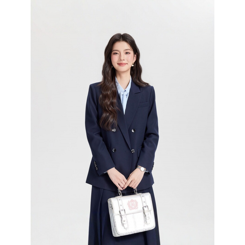 Women Formal Wear For Interview - Lacivert kruvaze kadın iş elbisesi2026Yeni İşe