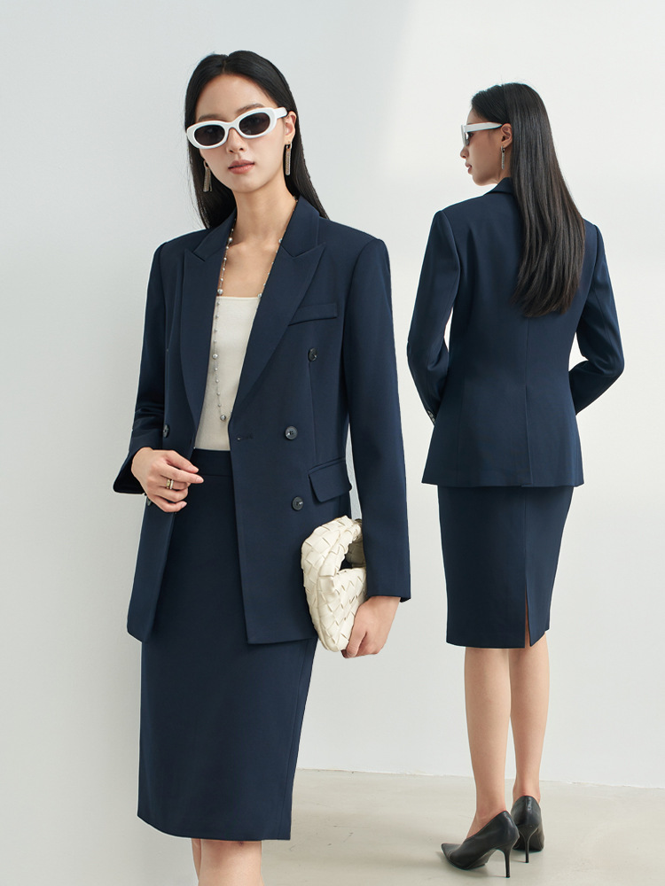 Women Formal Wear For Interview - Kadınlar için Lacivert Profesyonel Etekli Takım