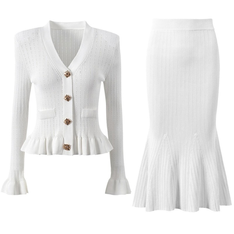 Women'S Formal Wear Cardigan - Zarif Fransız Stili Kadın Örme İki