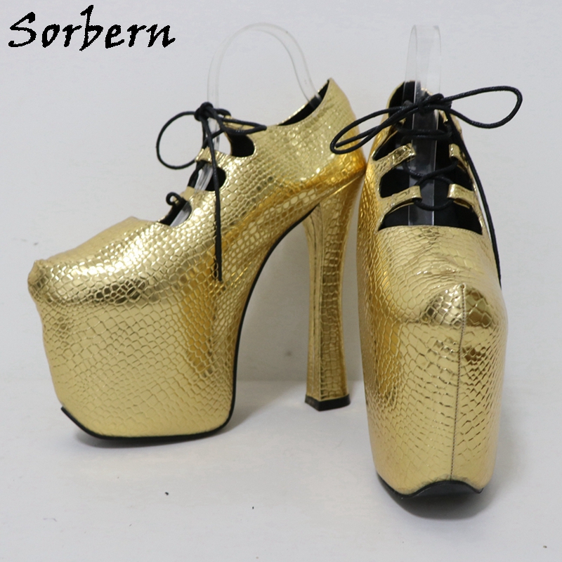 Sorbern Altın Timsah 20 Cm Pom - Pump Heel Block incelemesi ve fiyatı