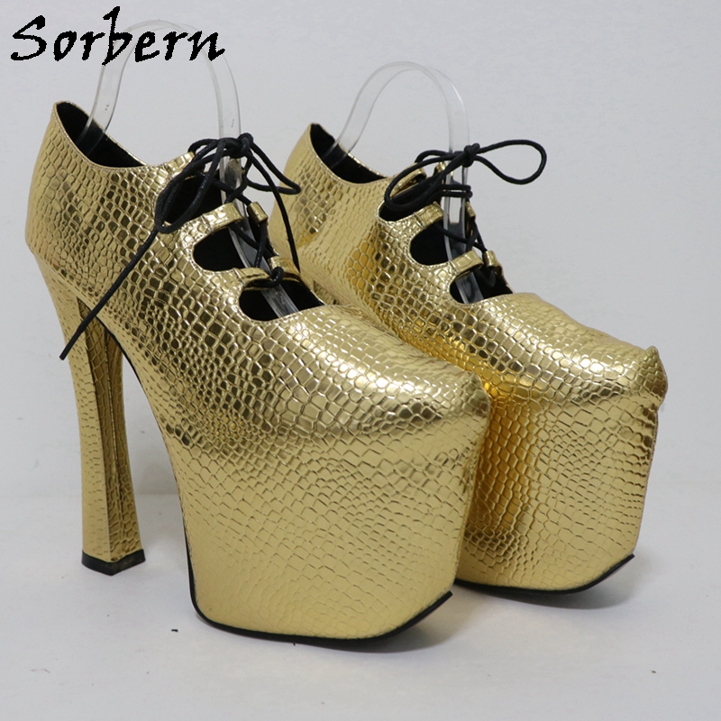 Sorbern Altın Timsah 20 Cm Pom - Pump Heel Block incelemesi ve fiyatı