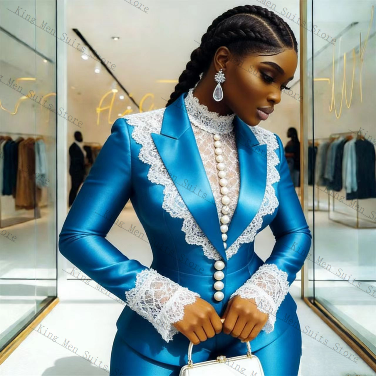 Mavi Saten Dantel Kadın Takım  - Women'S Formal Wear Jackets incelemesi ve fiyatı