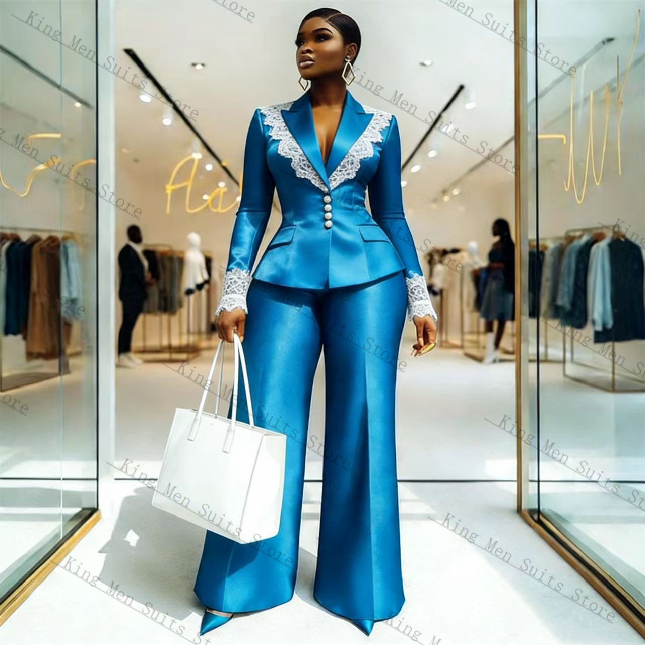 Mavi Saten Dantel Kadın Takım  - Women'S Formal Wear Jackets incelemesi ve fiyatı