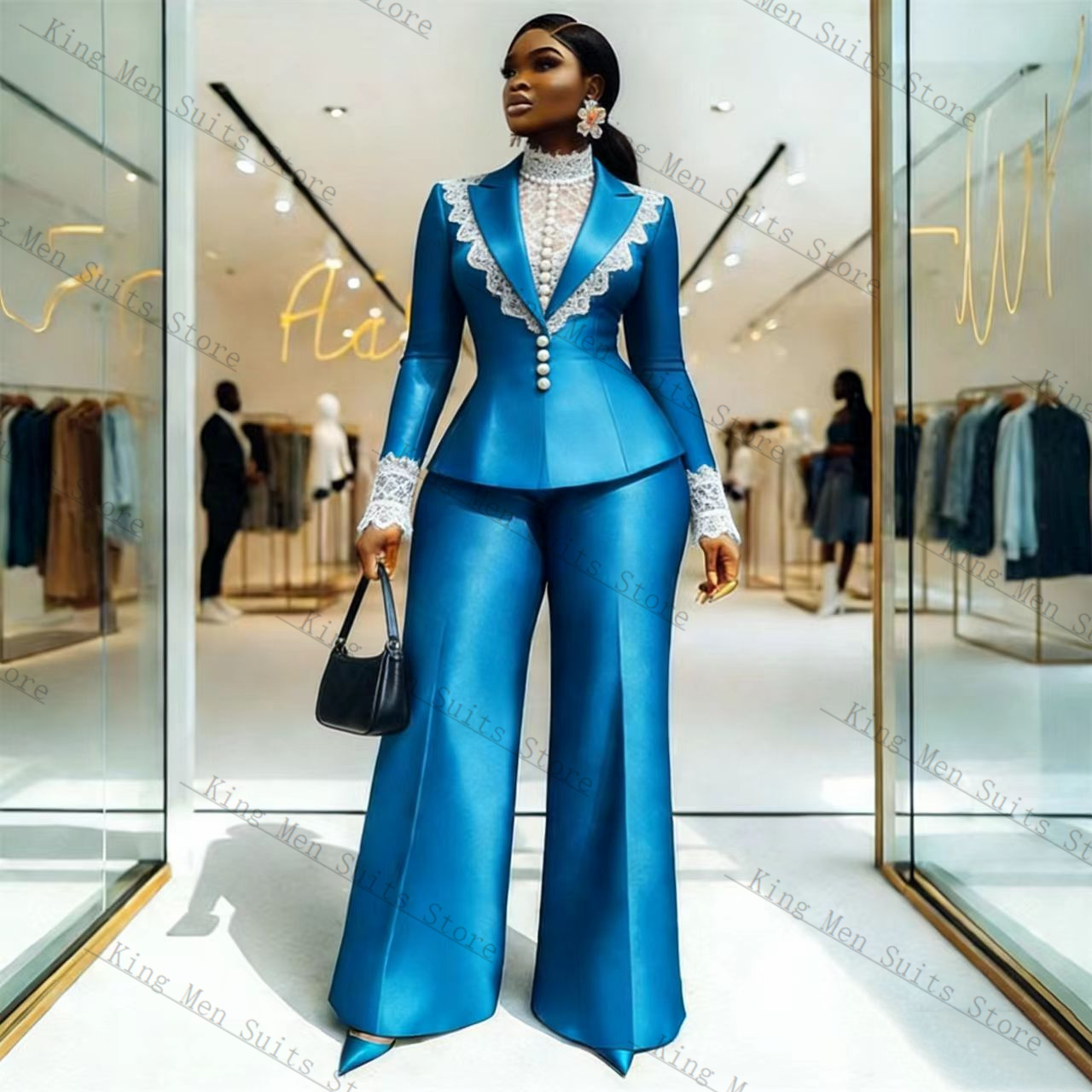Mavi Saten Dantel Kadın Takım  - Women'S Formal Wear Jackets incelemesi ve fiyatı