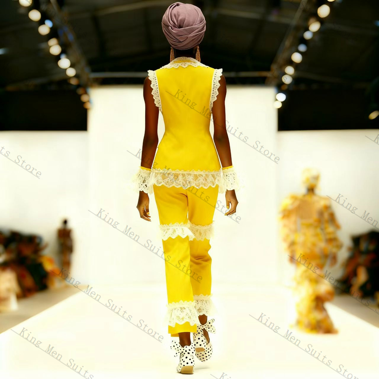 Sarı Beyaz Dantel Kadın Takım  - Yellow Formal Wear Women incelemesi ve fiyatı