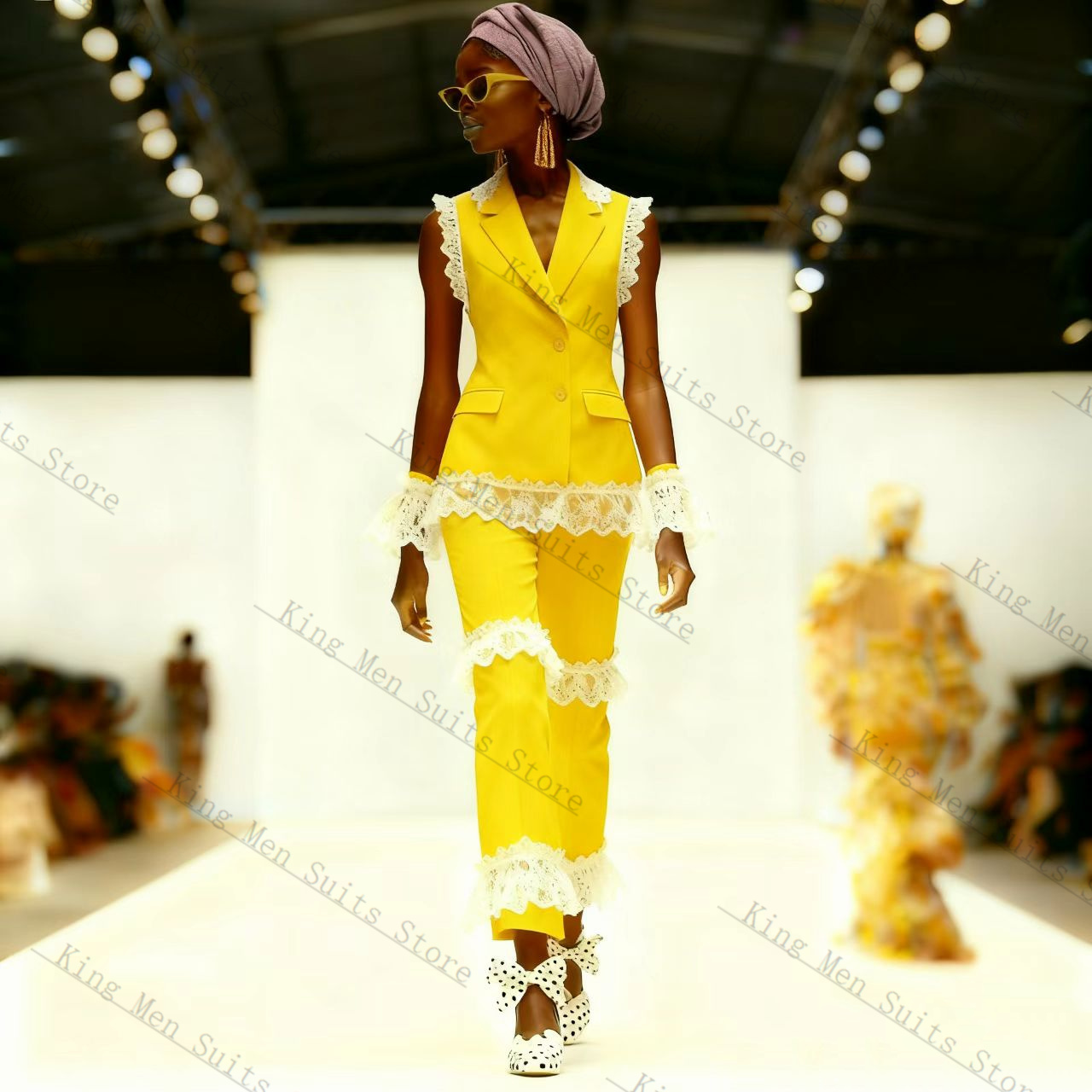 Sarı Beyaz Dantel Kadın Takım  - Yellow Formal Wear Women incelemesi ve fiyatı