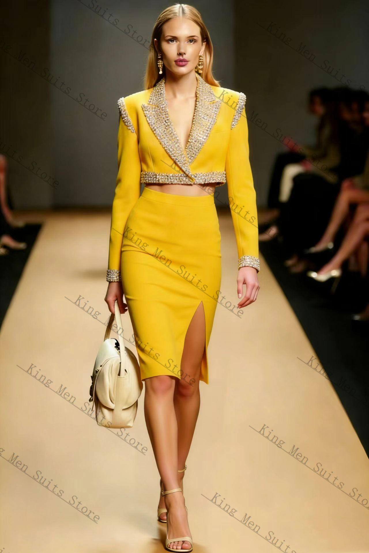 Sarı Kristaller Kadın Takım El - Yellow Formal Wear Women incelemesi ve fiyatı
