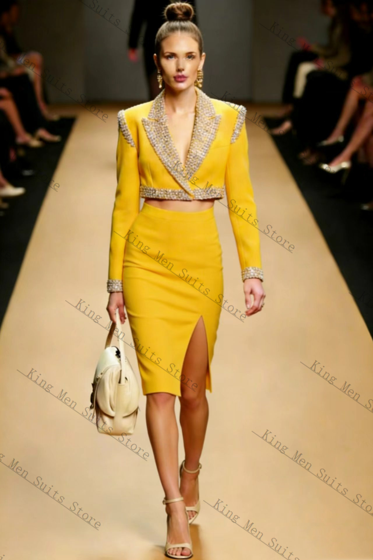 Sarı Kristaller Kadın Takım El - Yellow Formal Wear Women incelemesi ve fiyatı