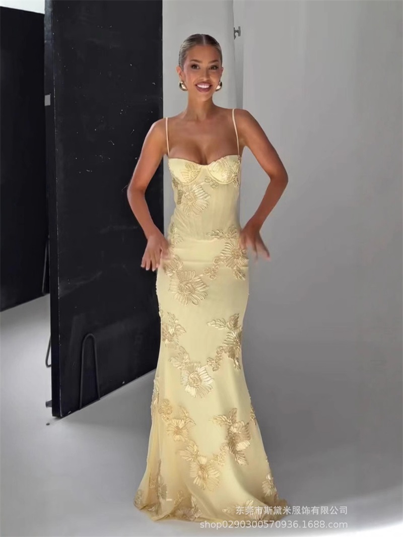 Sarı Nakış Kadın Balo Elbise S - Yellow Formal Wear Women incelemesi ve fiyatı
