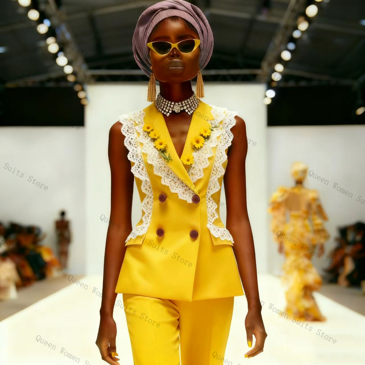 Sarı Beyaz Dantel Kadın Takım  - Yellow Formal Wear Women incelemesi ve fiyatı