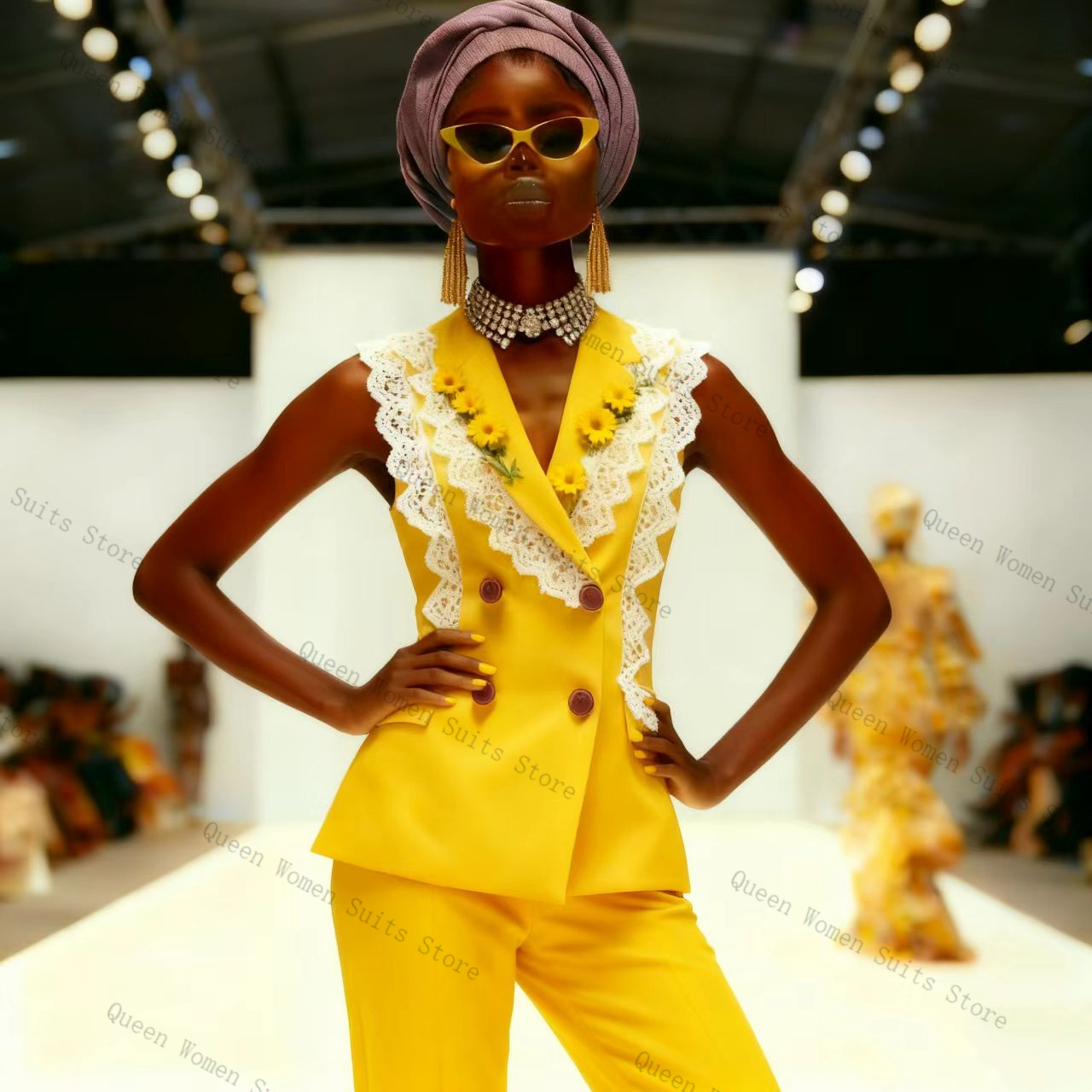 Sarı Beyaz Dantel Kadın Takım  - Yellow Formal Wear Women incelemesi ve fiyatı