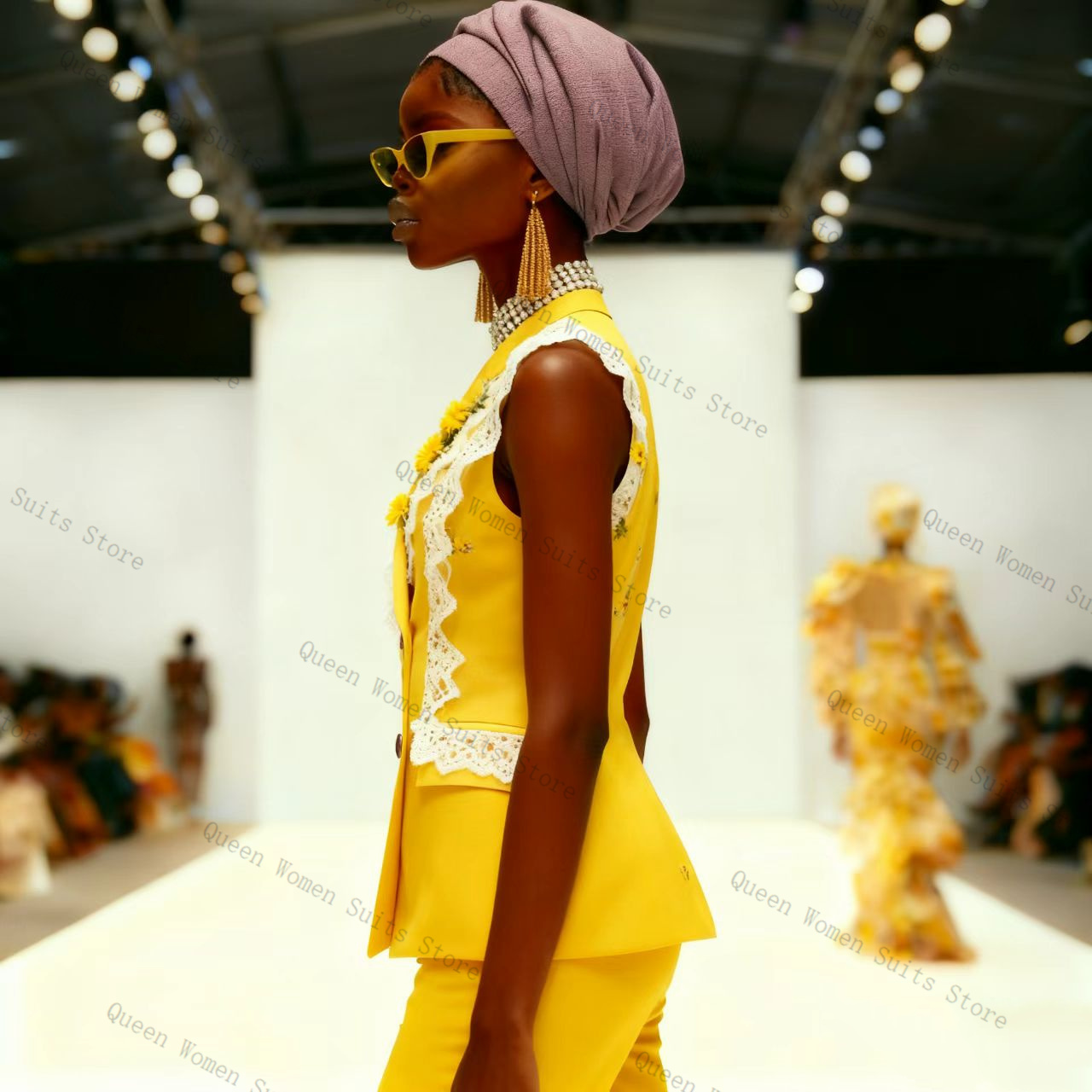 Sarı Beyaz Dantel Kadın Takım  - Yellow Formal Wear Women incelemesi ve fiyatı
