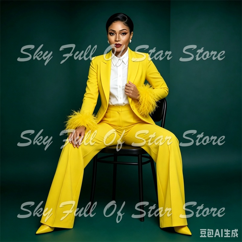 Parlak Sarı Tüy Manşet Kadın T - Yellow Formal Wear Women incelemesi ve fiyatı