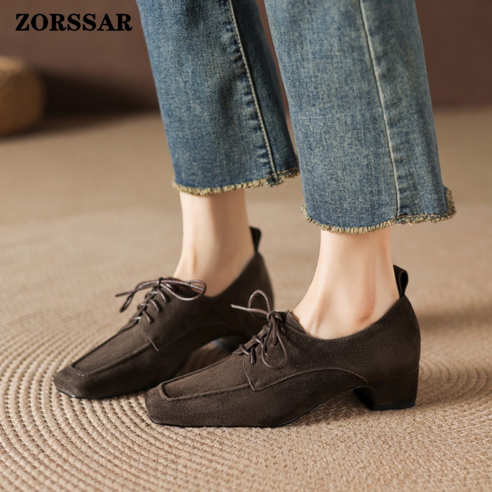 Kadın Kahverengi Süet Kare Bur - Women Formal Office Wear Shoes incelemesi ve fiyatı