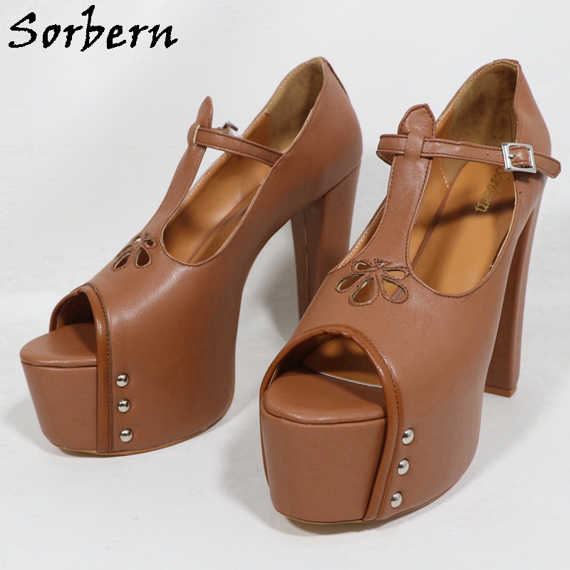 Sorbern Kahverengi Mat Kadın T - Pump Heel Block incelemesi ve fiyatı