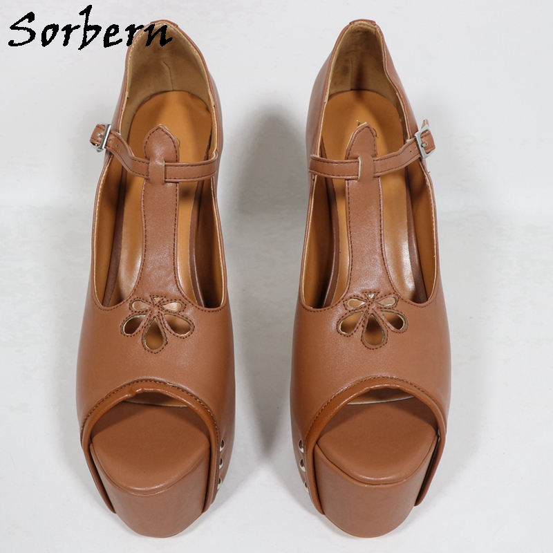 Sorbern Kahverengi Mat Kadın T - Pump Heel Block incelemesi ve fiyatı
