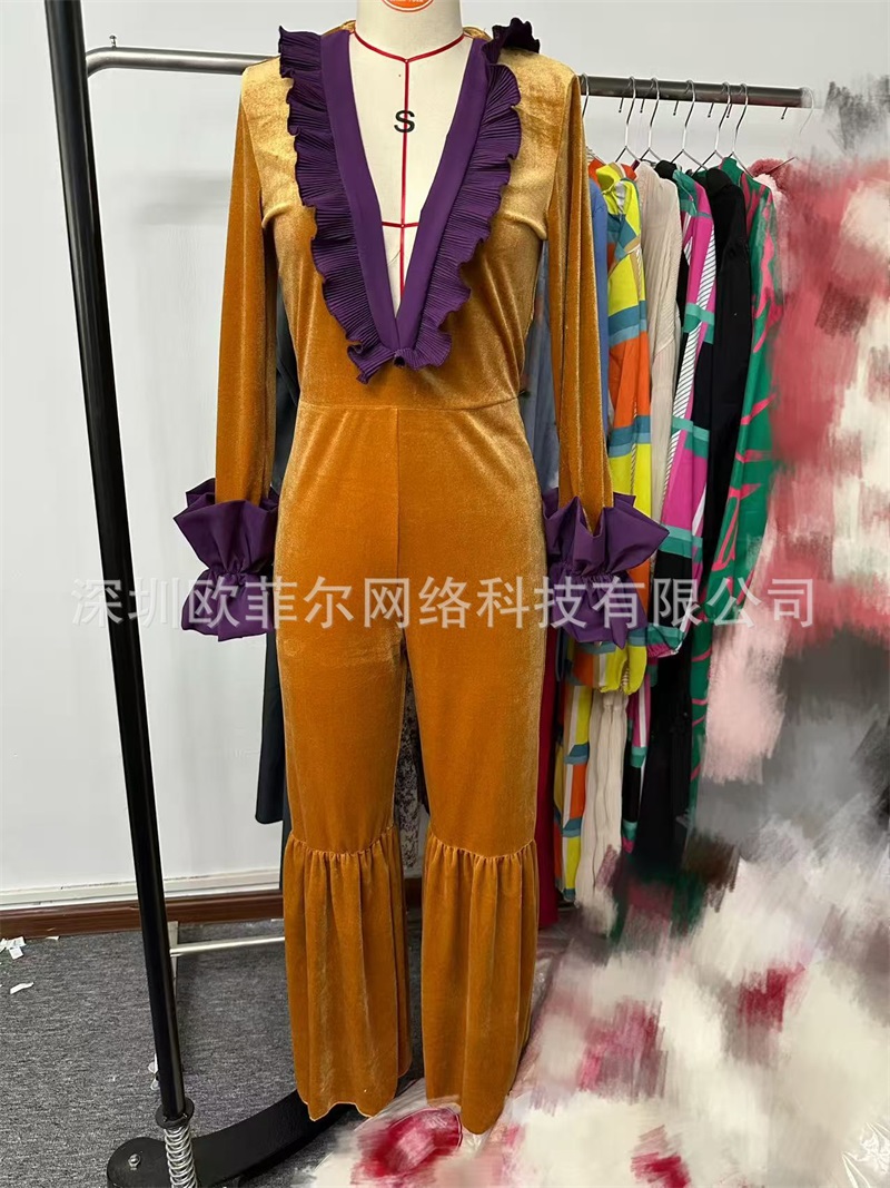 Sarı Mor Kadife Kadın Tulum Se - Yellow Formal Wear Women incelemesi ve fiyatı